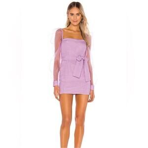 Lovers & Friends Lilac Eye Candy Sheer Puff Sleeve Mini Dress Fairy Ethereal- XS